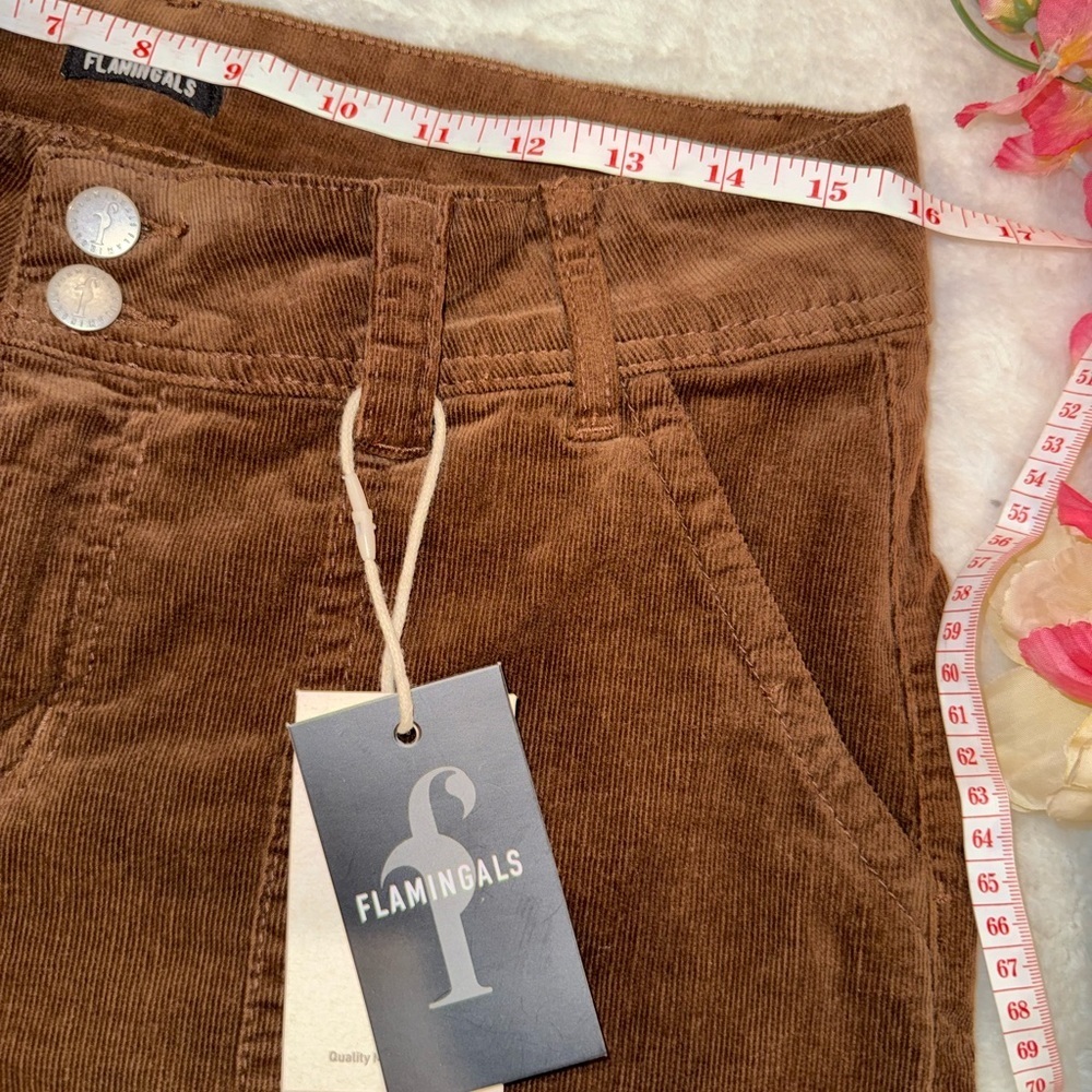 NWT Flaningals Women's Brown Corduroy Straight-Leg Pants Size L - Picture 4 of 8